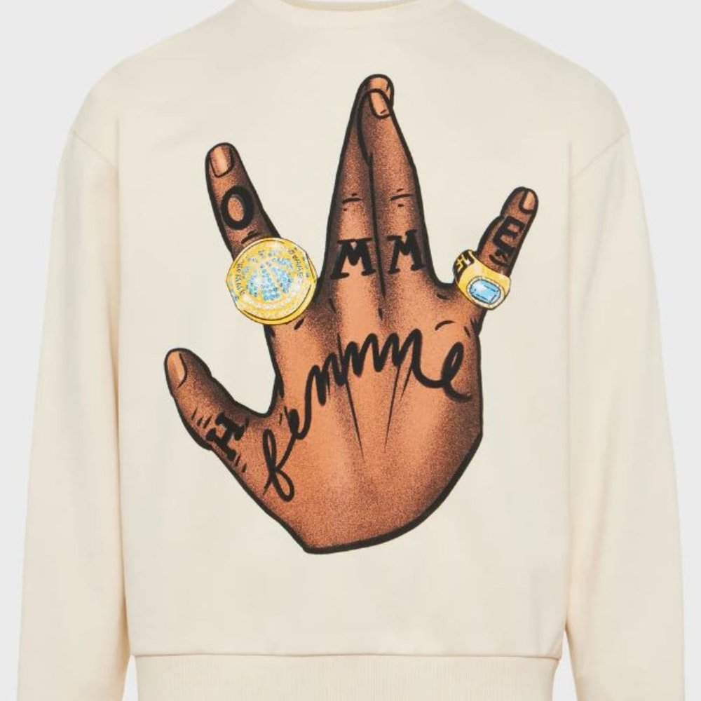 Homme Femme Twisted Champs Crewneck Cream Size XXL